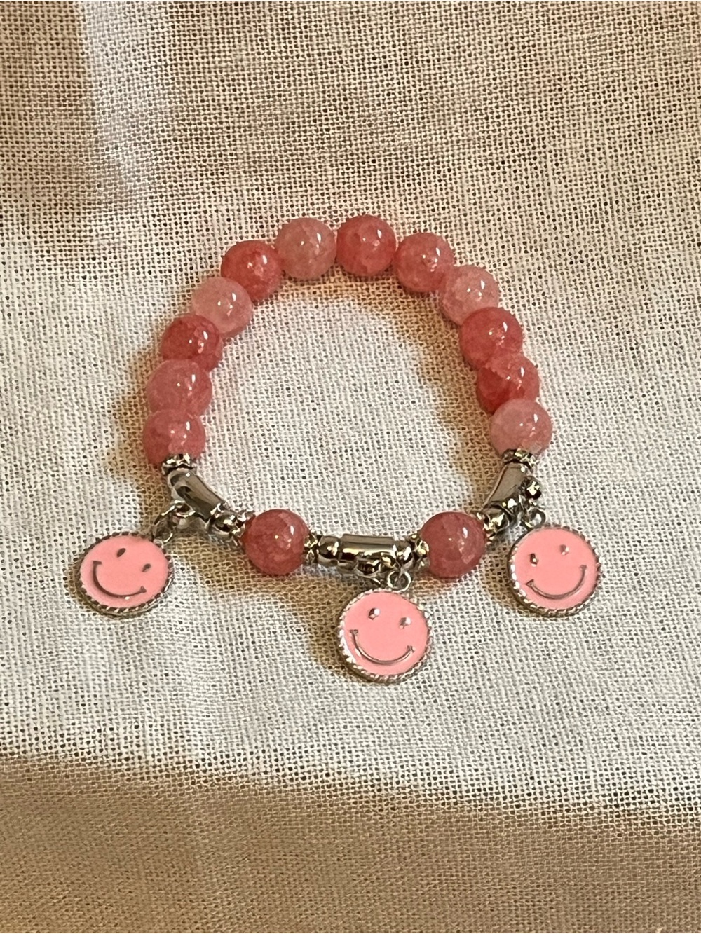 Pink Beaded Smile Charm Bracelet - Women Jewelry Bracelets